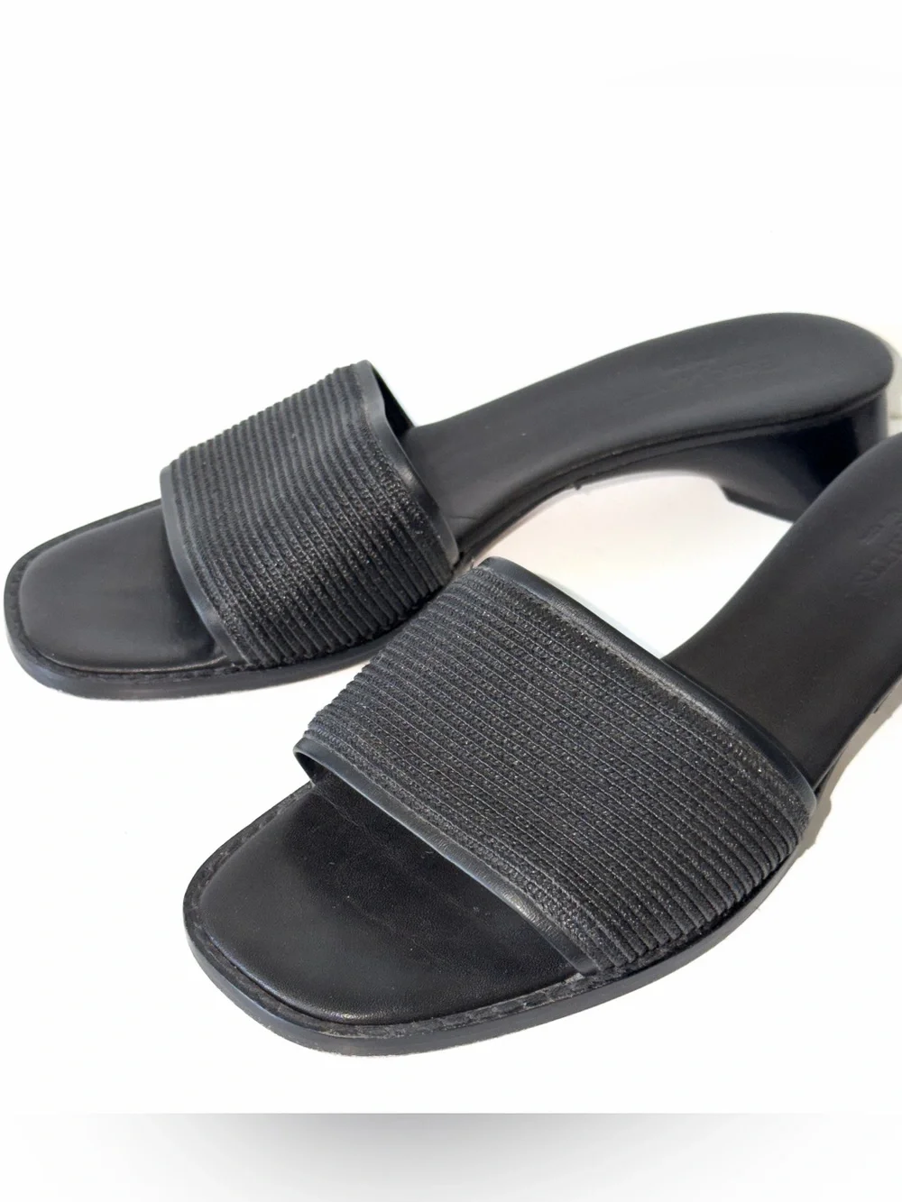 Eric Javitz Black Slide Sandals Women's Low Heel Slide Sz 9 Summer Minimalist - Picture 5 of 8